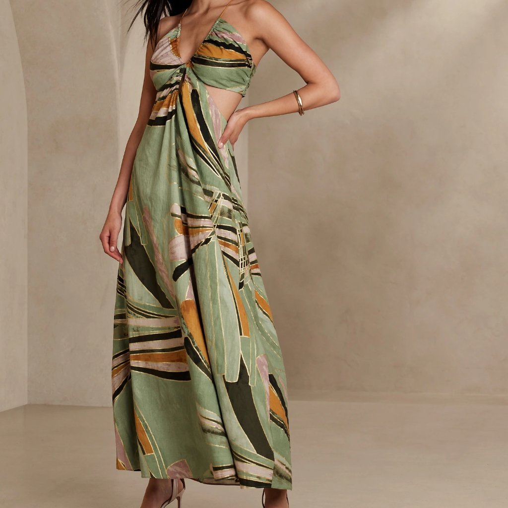 Manon Linen Blend Maxi Dress Size 14 Nwt